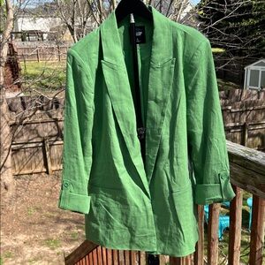 Simply Vera Vera Wang Bright Green Linen-Blend Blazer